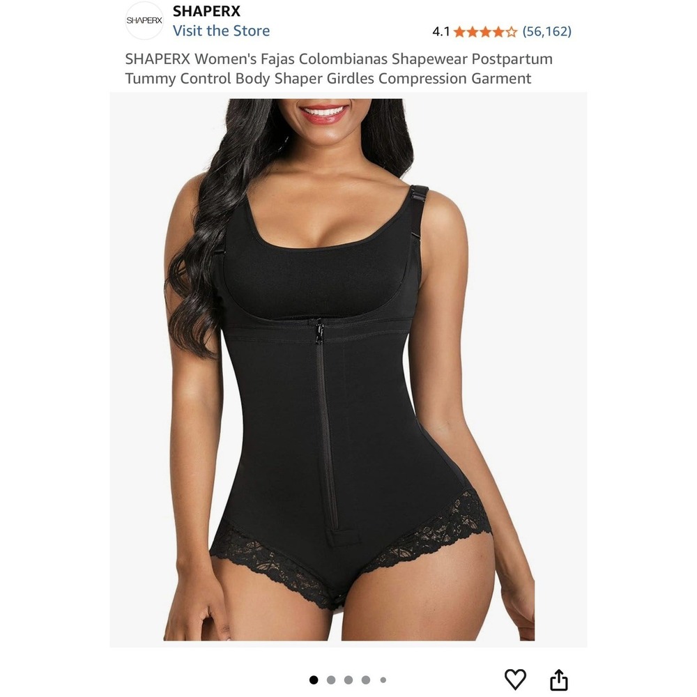 SHAPERX Open Bust Bodysuit‎ Shapewear Faja Black XL NWT